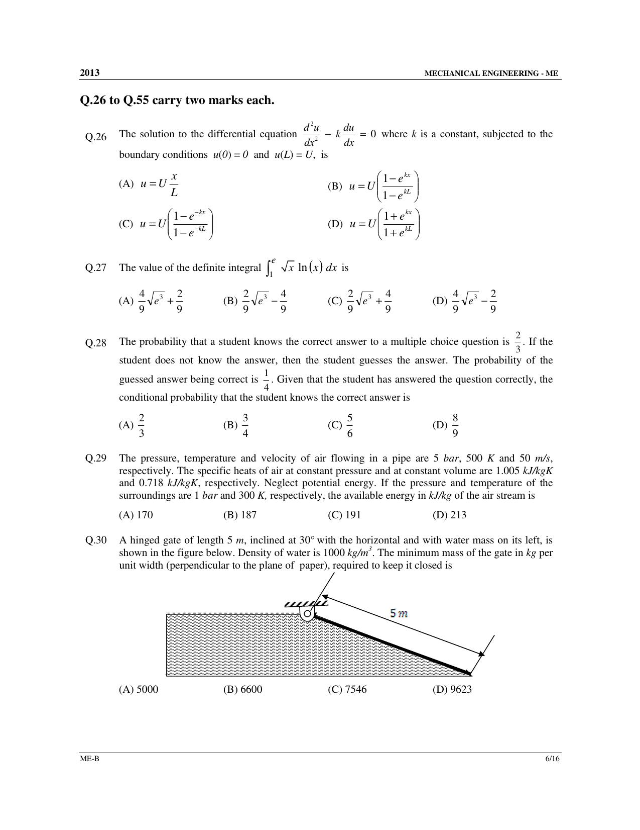 GATE 2013 Mechanical Engineering (ME) Question Paper with Answer Key - Page 21