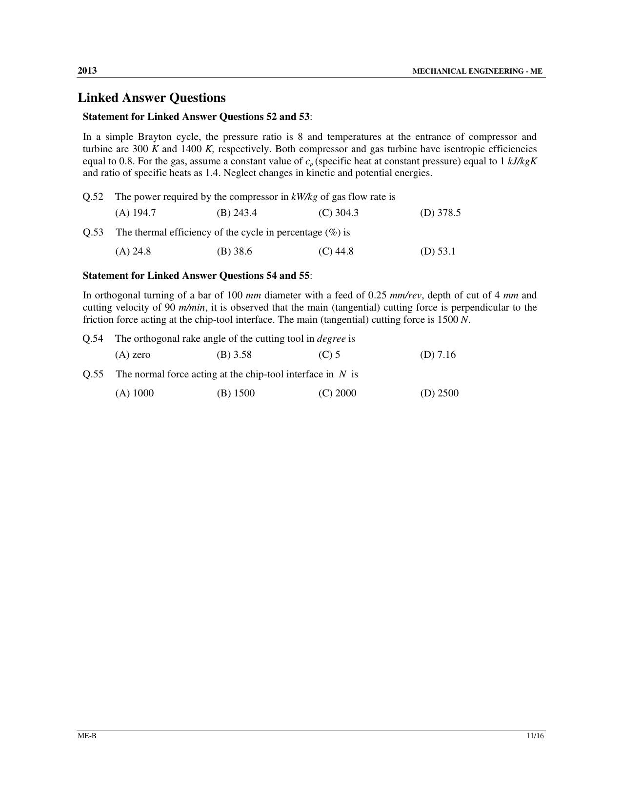 GATE 2013 Mechanical Engineering (ME) Question Paper with Answer Key - Page 26