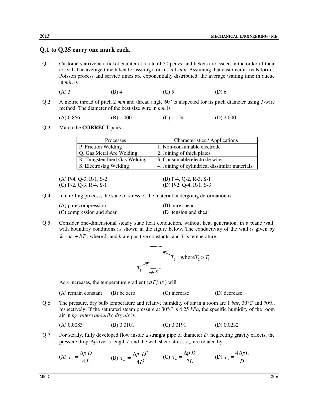 GATE 2013 Mechanical Engineering (ME) Question Paper with Answer Key - Page 31