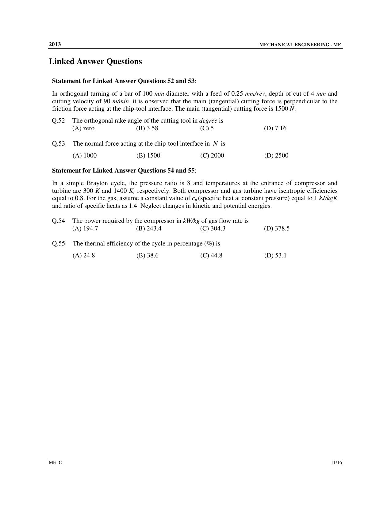 GATE 2013 Mechanical Engineering (ME) Question Paper with Answer Key - Page 40