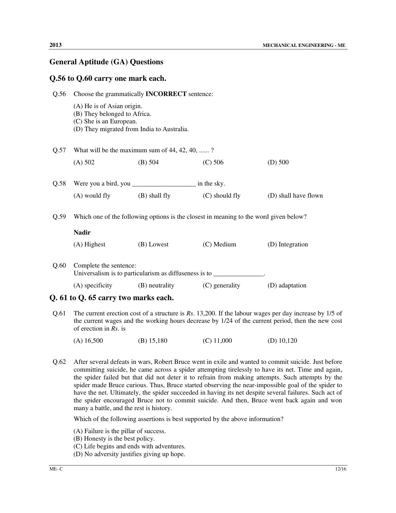 GATE 2013 Mechanical Engineering (ME) Question Paper with Answer Key - Page 41