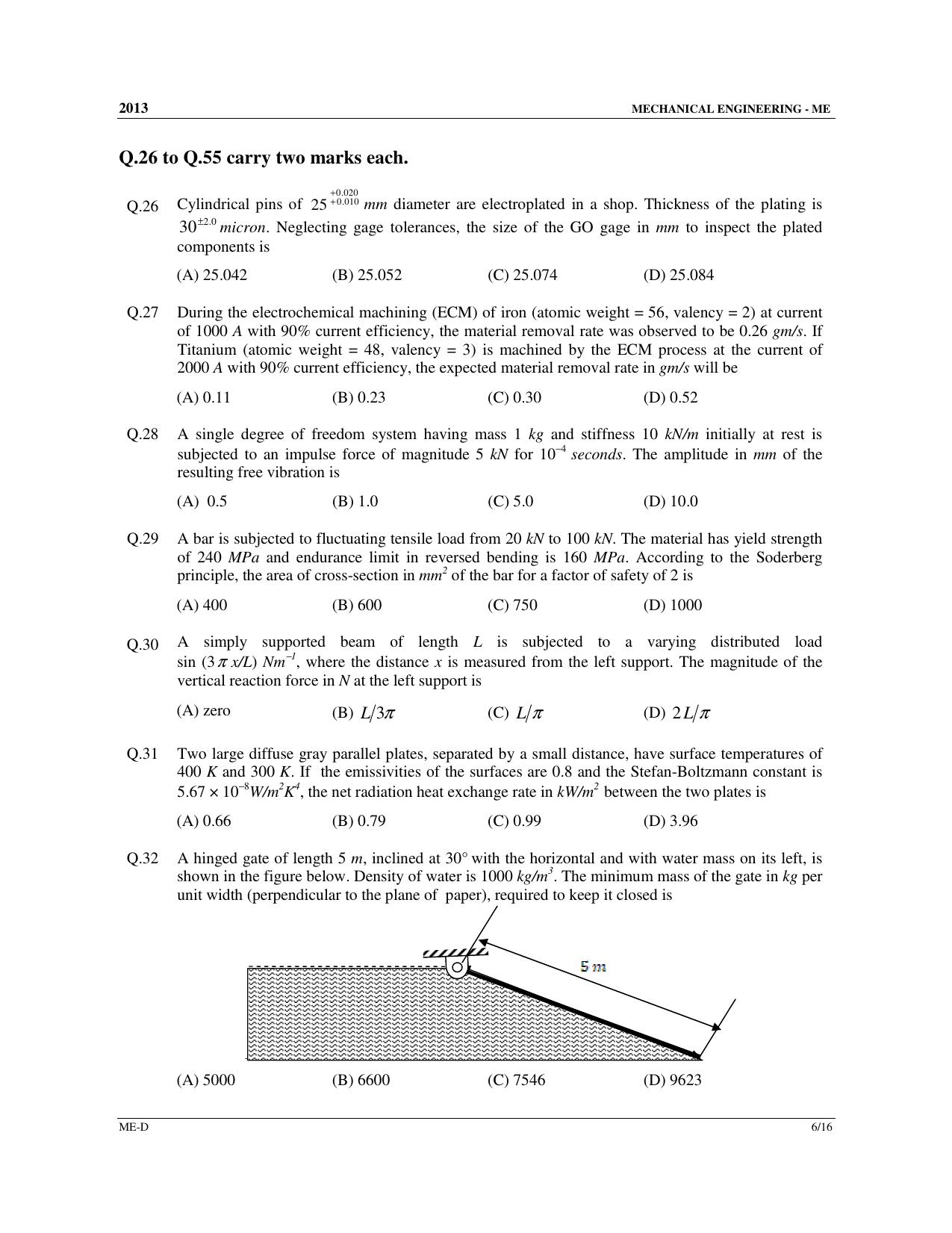 GATE 2013 Mechanical Engineering (ME) Question Paper with Answer Key - Page 49