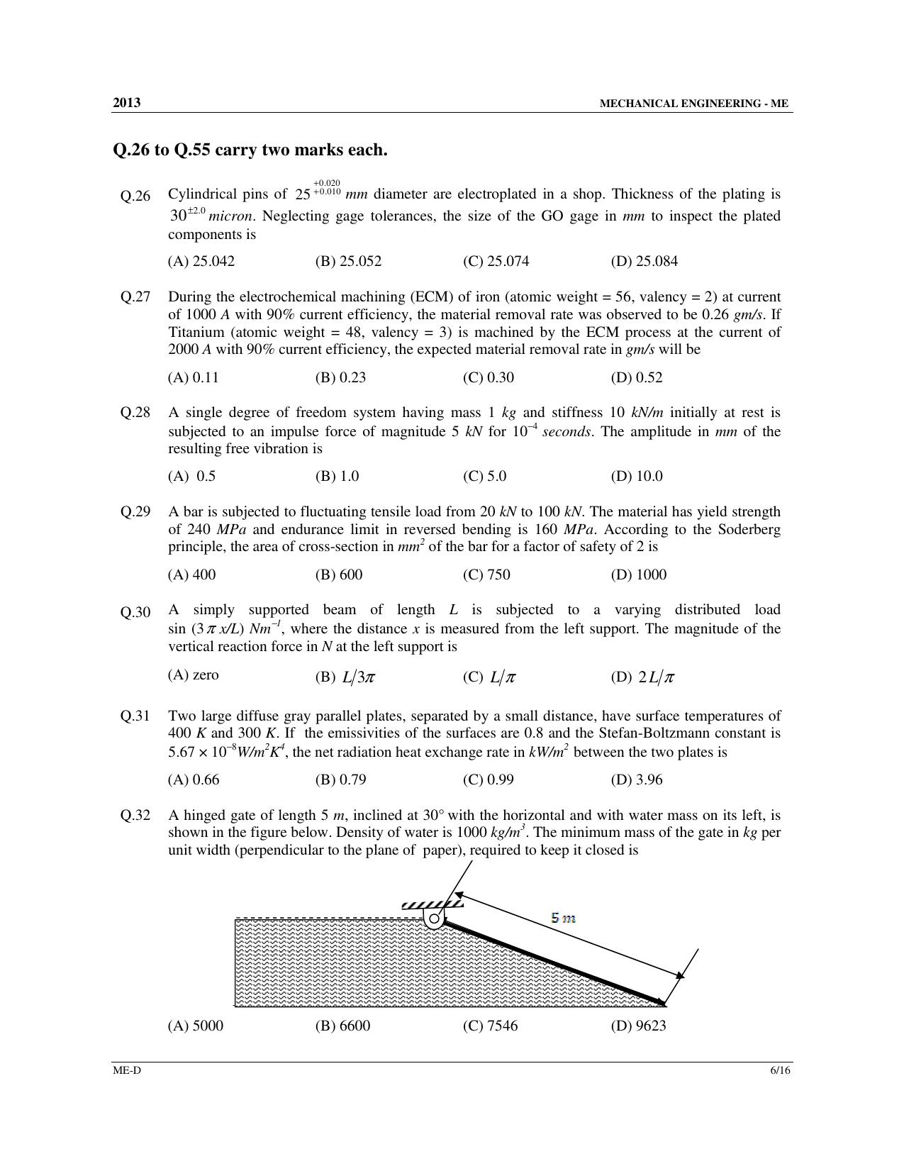 GATE 2013 Mechanical Engineering (ME) Question Paper with Answer Key - Page 49