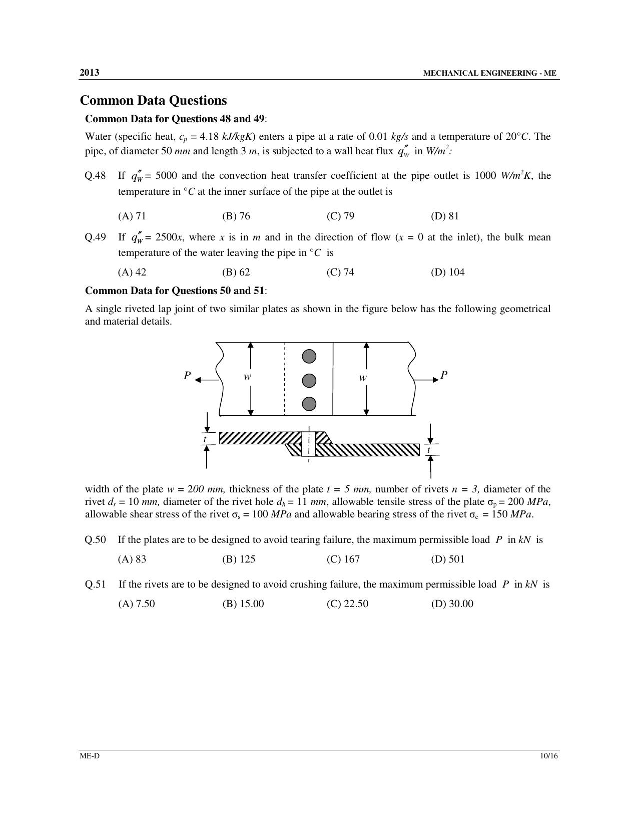 GATE 2013 Mechanical Engineering (ME) Question Paper with Answer Key - Page 53