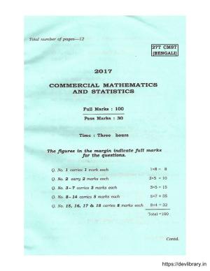 Assam HS 2nd Year Commercial Mathematics and Statistics 2017 Question Paper