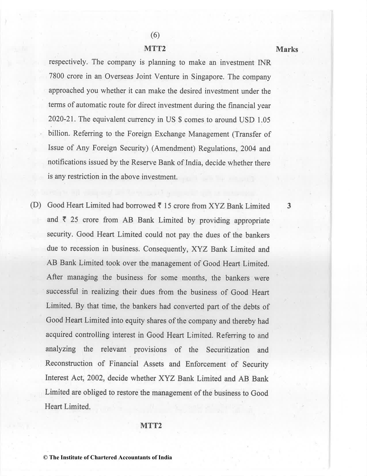 CA Final Jan 2021 Question Paper - Paper 4 – Corporate & Economic Laws - Page 6