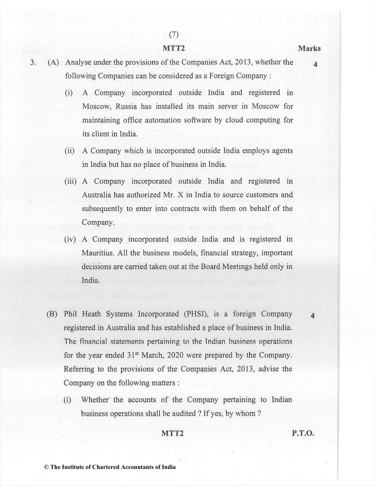 CA Final Jan 2021 Question Paper - Paper 4 – Corporate & Economic Laws - Page 7