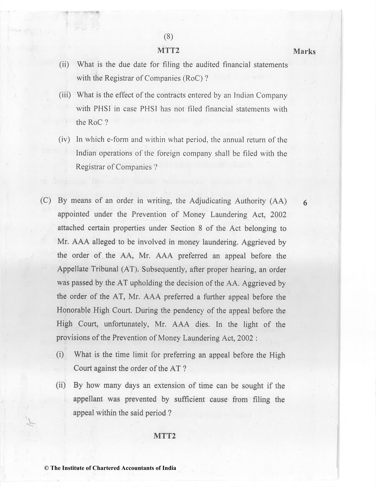 CA Final Jan 2021 Question Paper - Paper 4 – Corporate & Economic Laws - Page 8