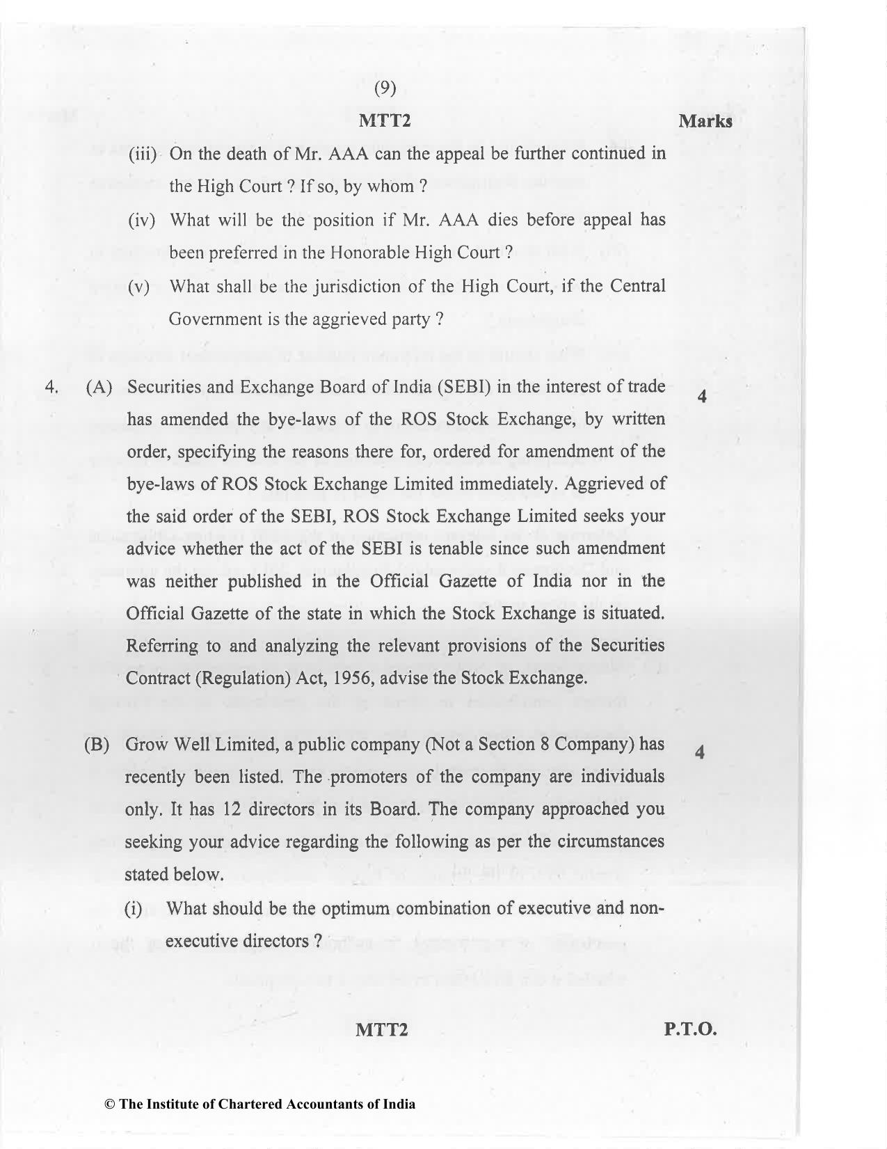 CA Final Jan 2021 Question Paper - Paper 4 – Corporate & Economic Laws - Page 9