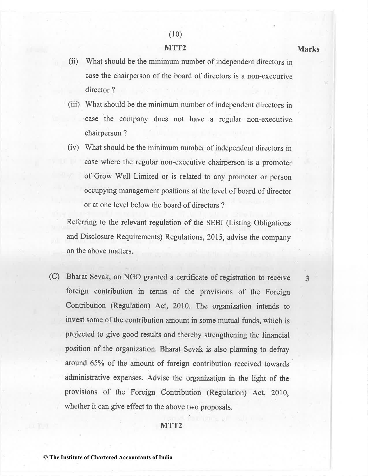 CA Final Jan 2021 Question Paper - Paper 4 – Corporate & Economic Laws - Page 10