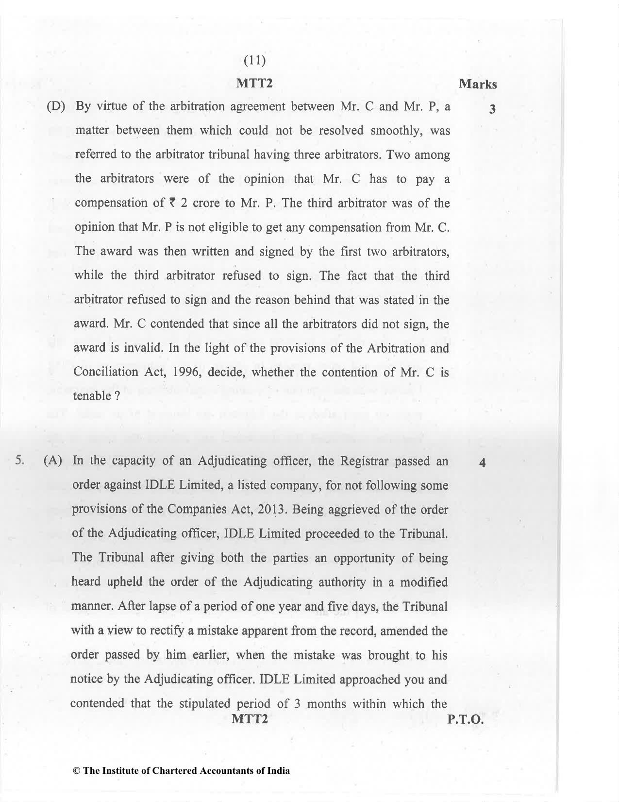 CA Final Jan 2021 Question Paper - Paper 4 – Corporate & Economic Laws - Page 11