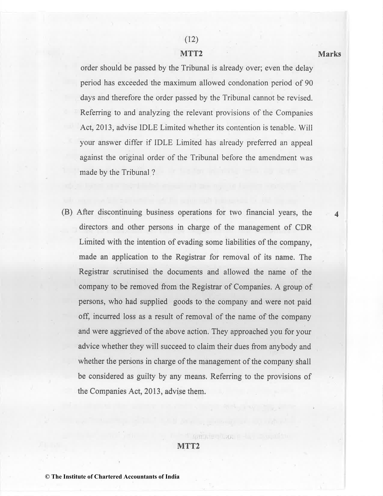CA Final Jan 2021 Question Paper - Paper 4 – Corporate & Economic Laws - Page 12