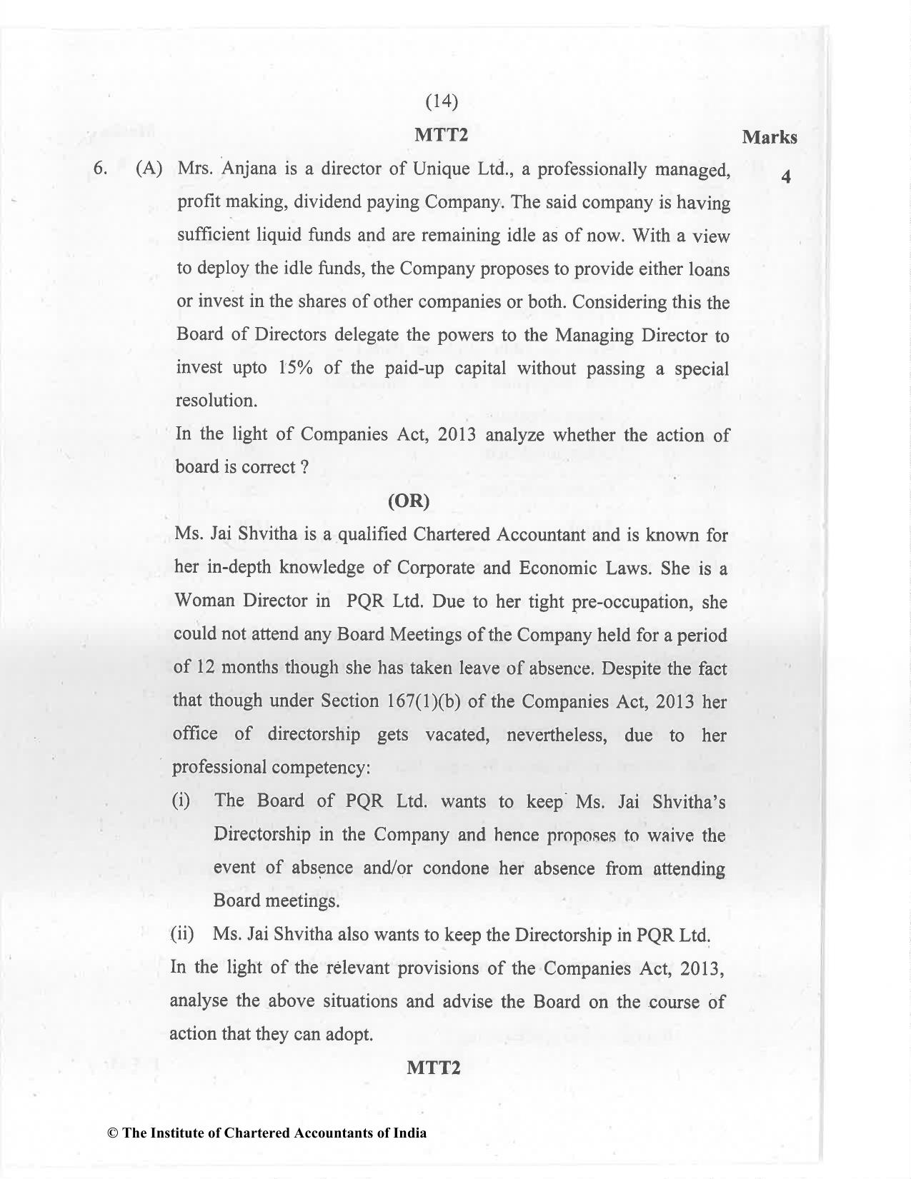 CA Final Jan 2021 Question Paper - Paper 4 – Corporate & Economic Laws - Page 14