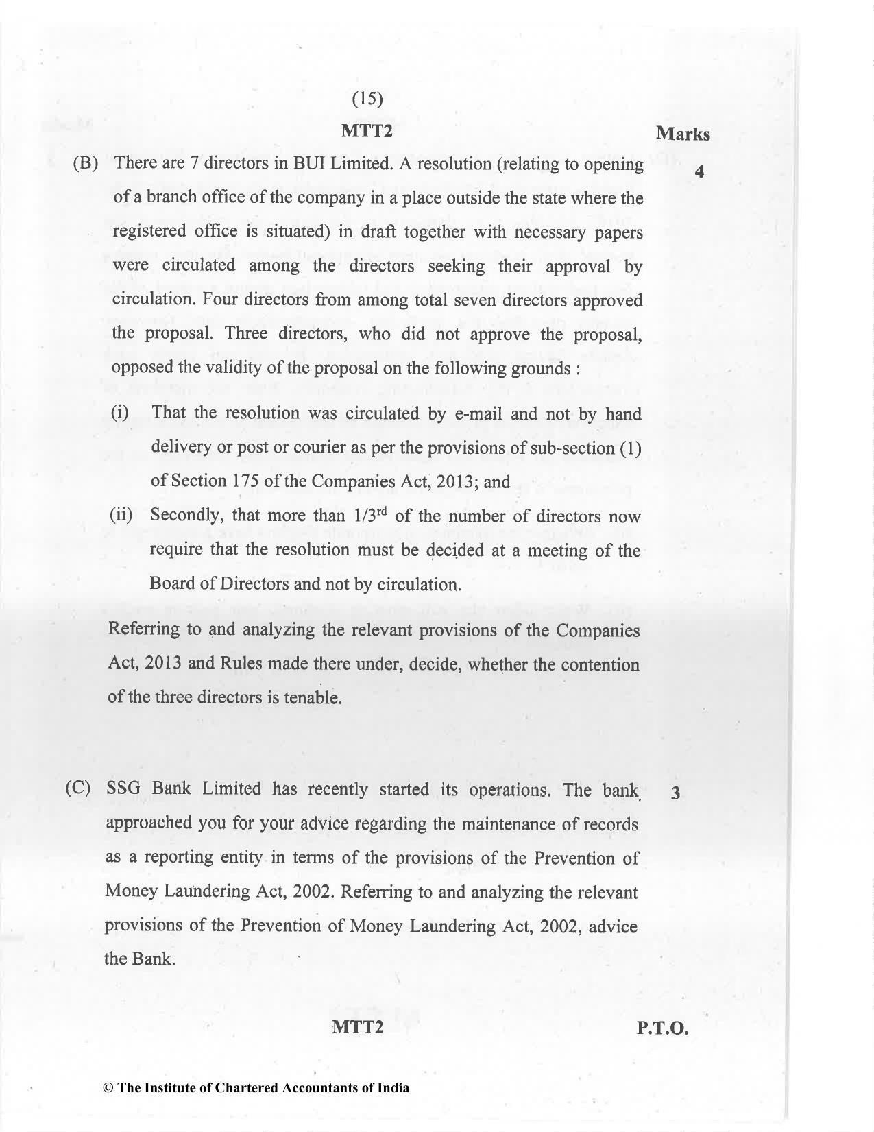 CA Final Jan 2021 Question Paper - Paper 4 – Corporate & Economic Laws - Page 15