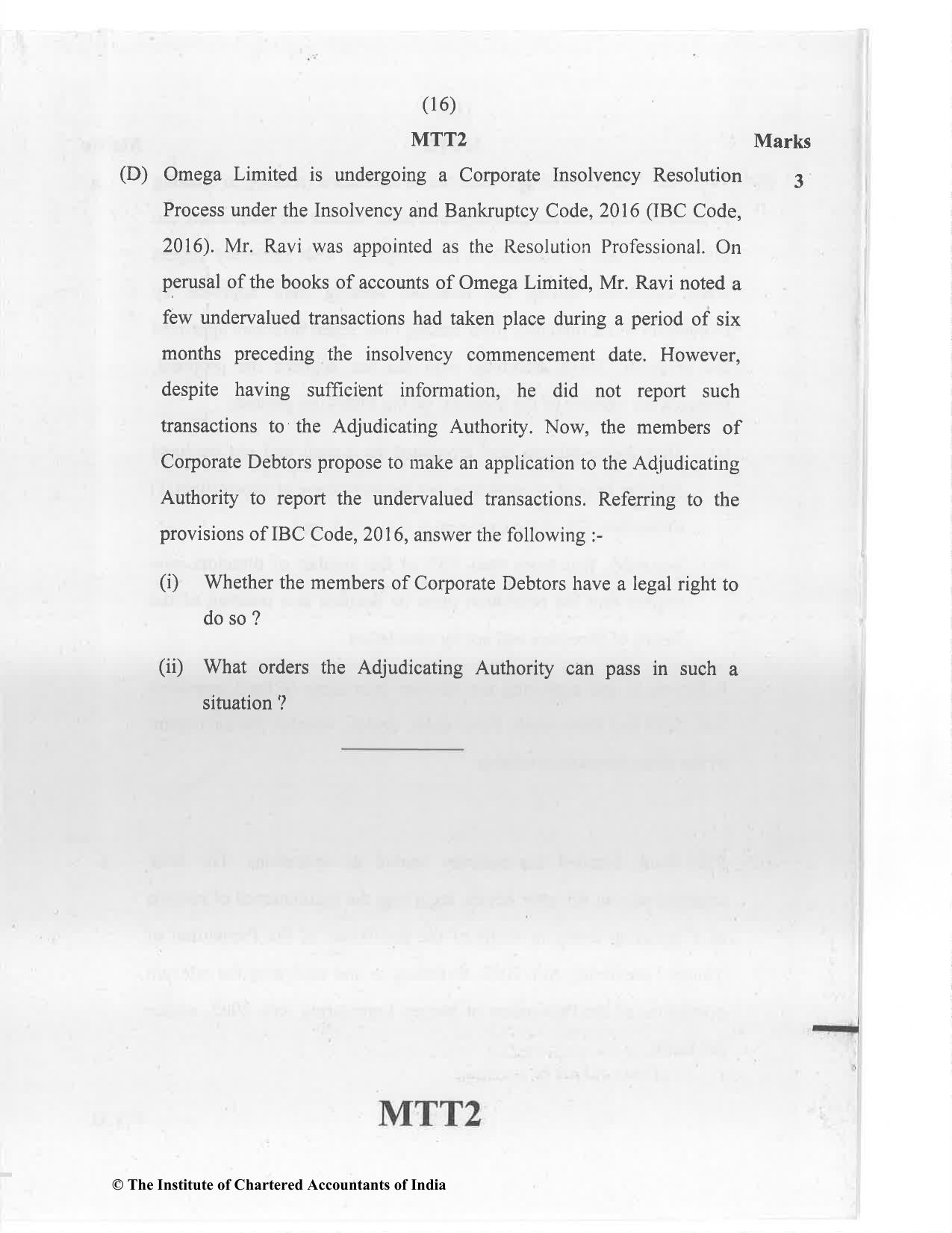 CA Final Jan 2021 Question Paper - Paper 4 – Corporate & Economic Laws - Page 16