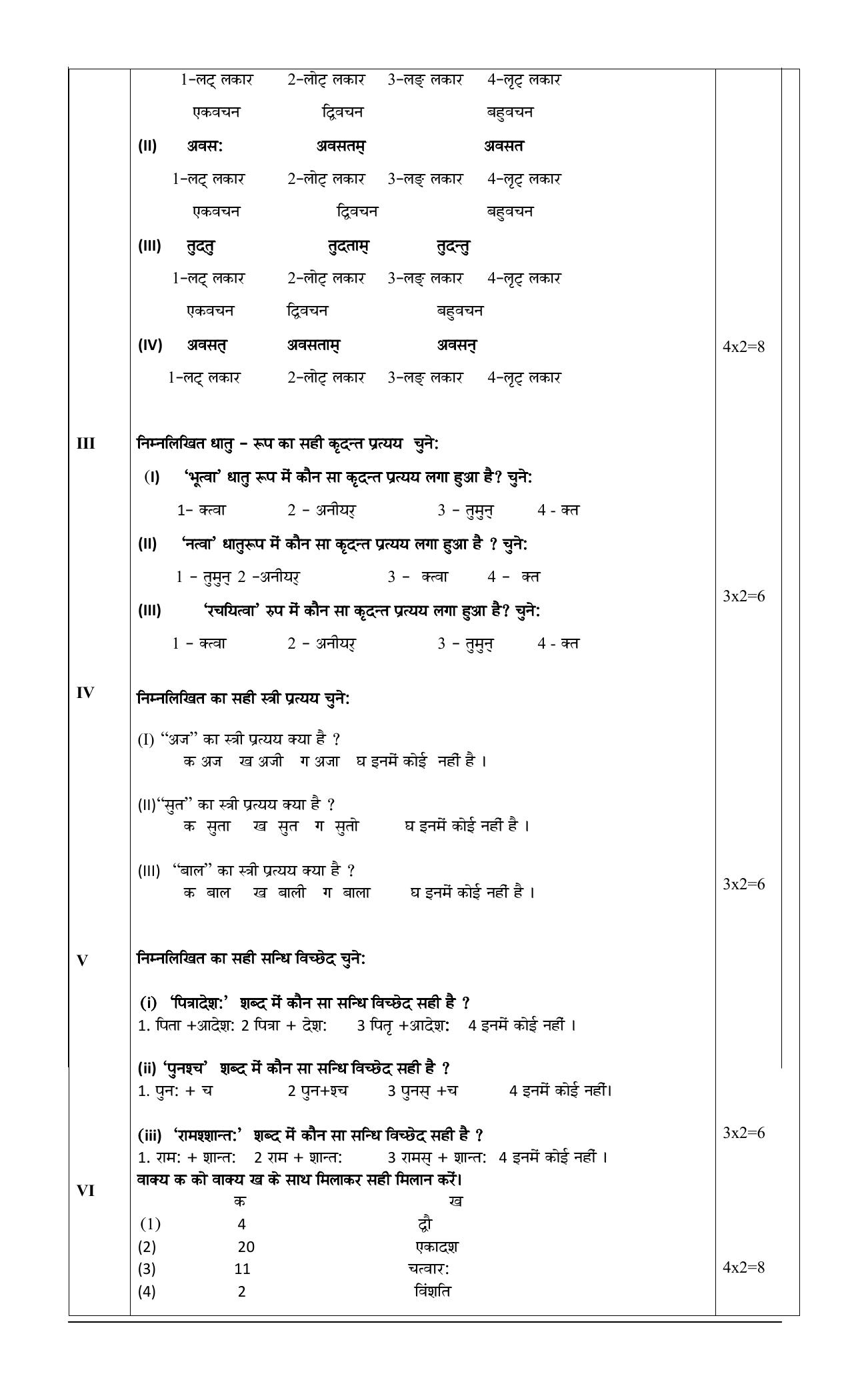 PSEB Class 8th Sanskrit (DA Students) Model Paper 2025 - Page 2