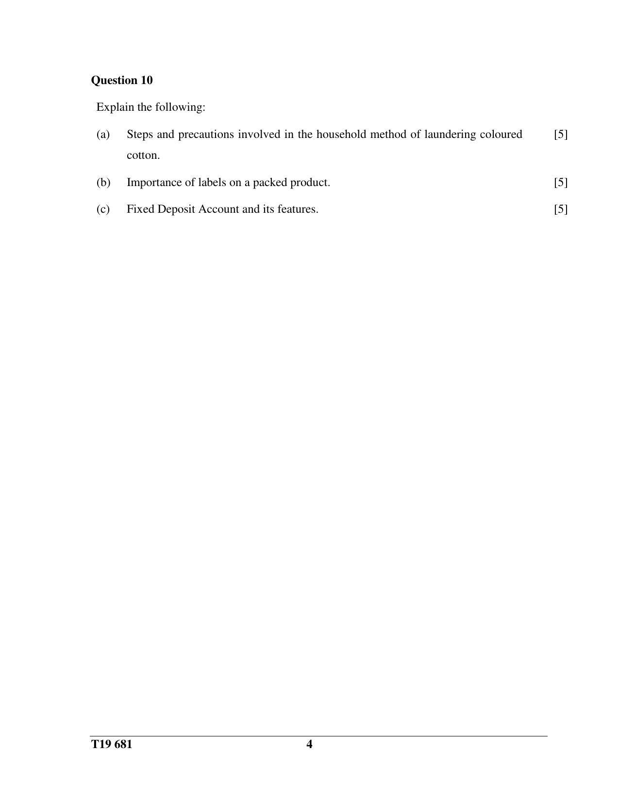 ICSE Class 10 Home Science 2019 Question Paper - Page 4
