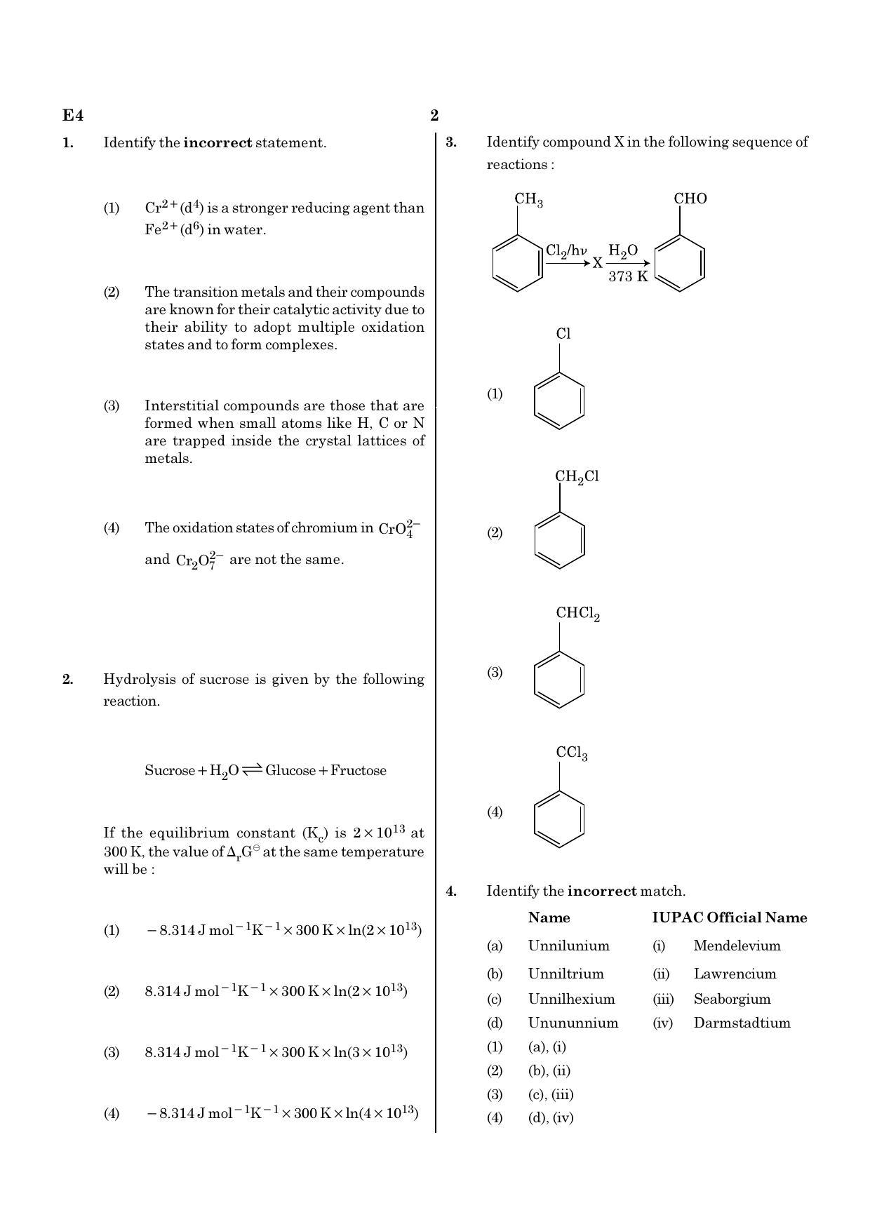 NEET E4 2022 Question Paper - Page 2