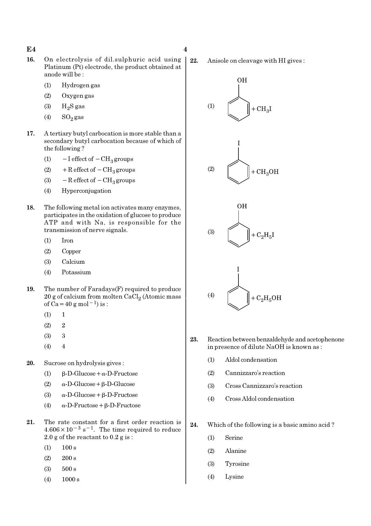NEET E4 2022 Question Paper - Page 4