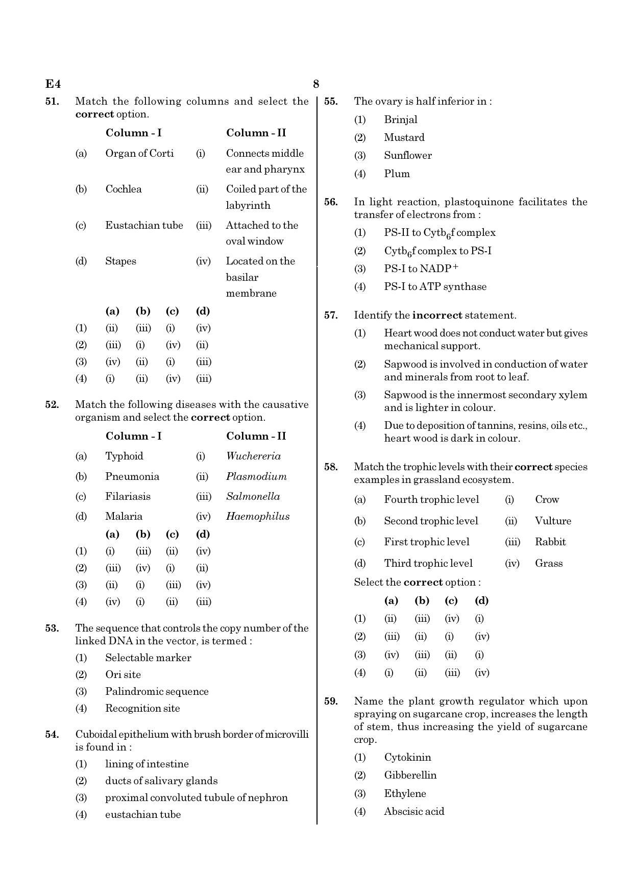NEET E4 2022 Question Paper - Page 8