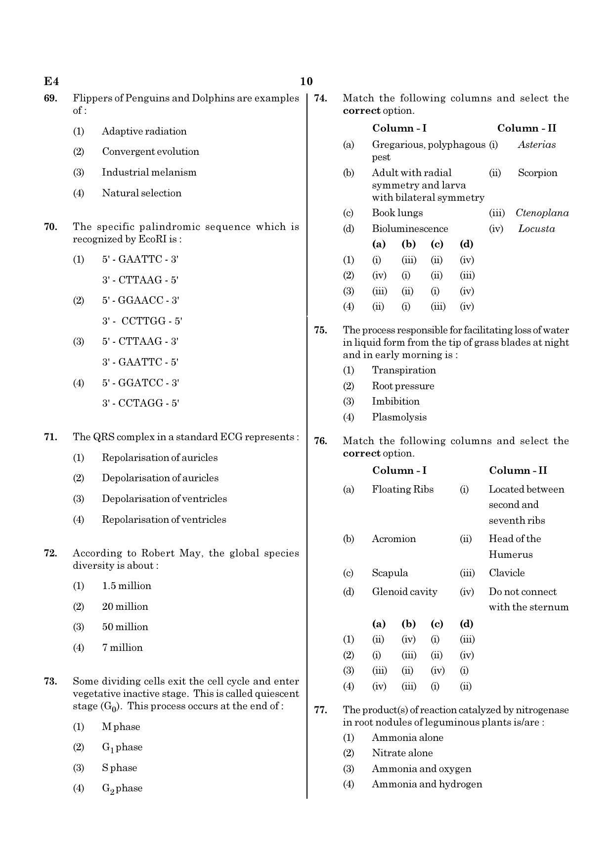 NEET E4 2022 Question Paper - Page 10
