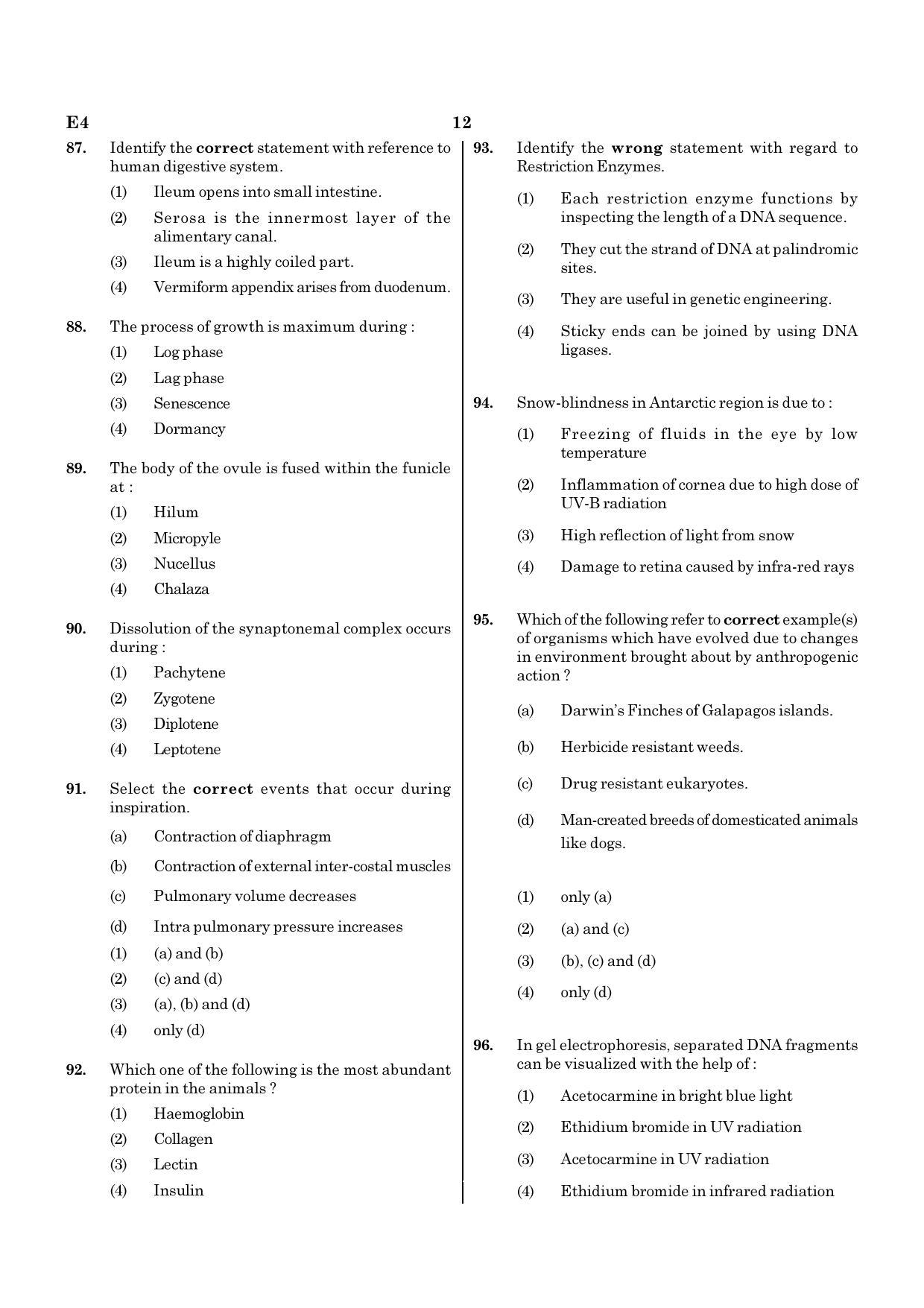 NEET E4 2022 Question Paper - Page 12