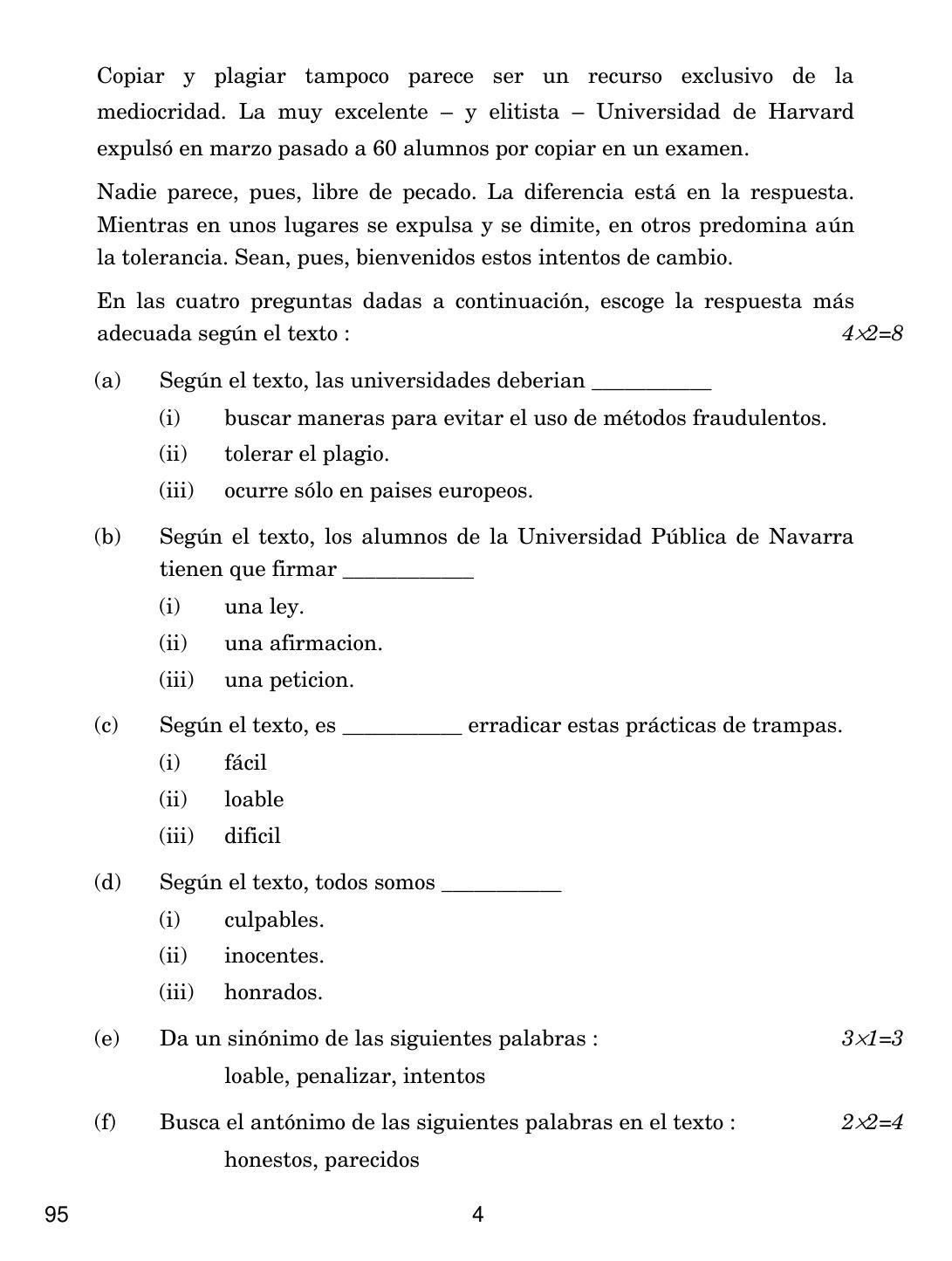 CBSE Class 12 95 Spanish 2019 Question Paper - Page 4