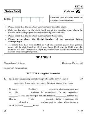 CBSE Class 12 95 Spanish 2019 Question Paper