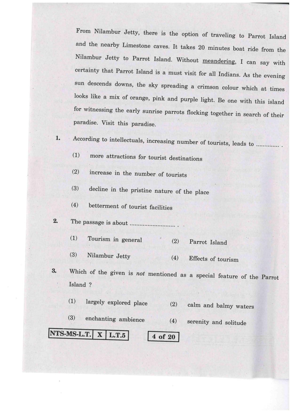 Maharashtra NTSE 2015 LT (English) Question Paper - Page 4