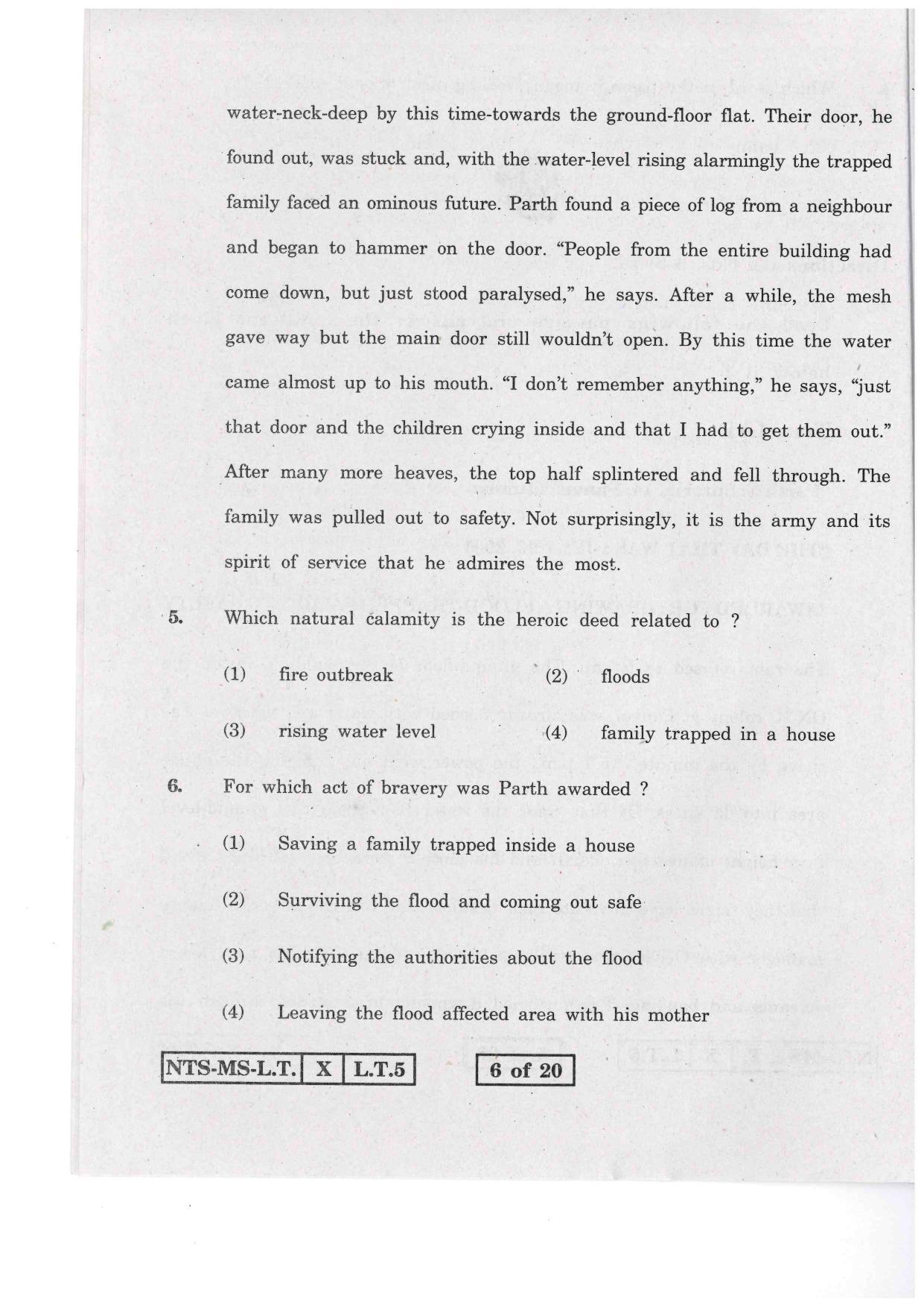 Maharashtra NTSE 2015 LT (English) Question Paper - Page 6