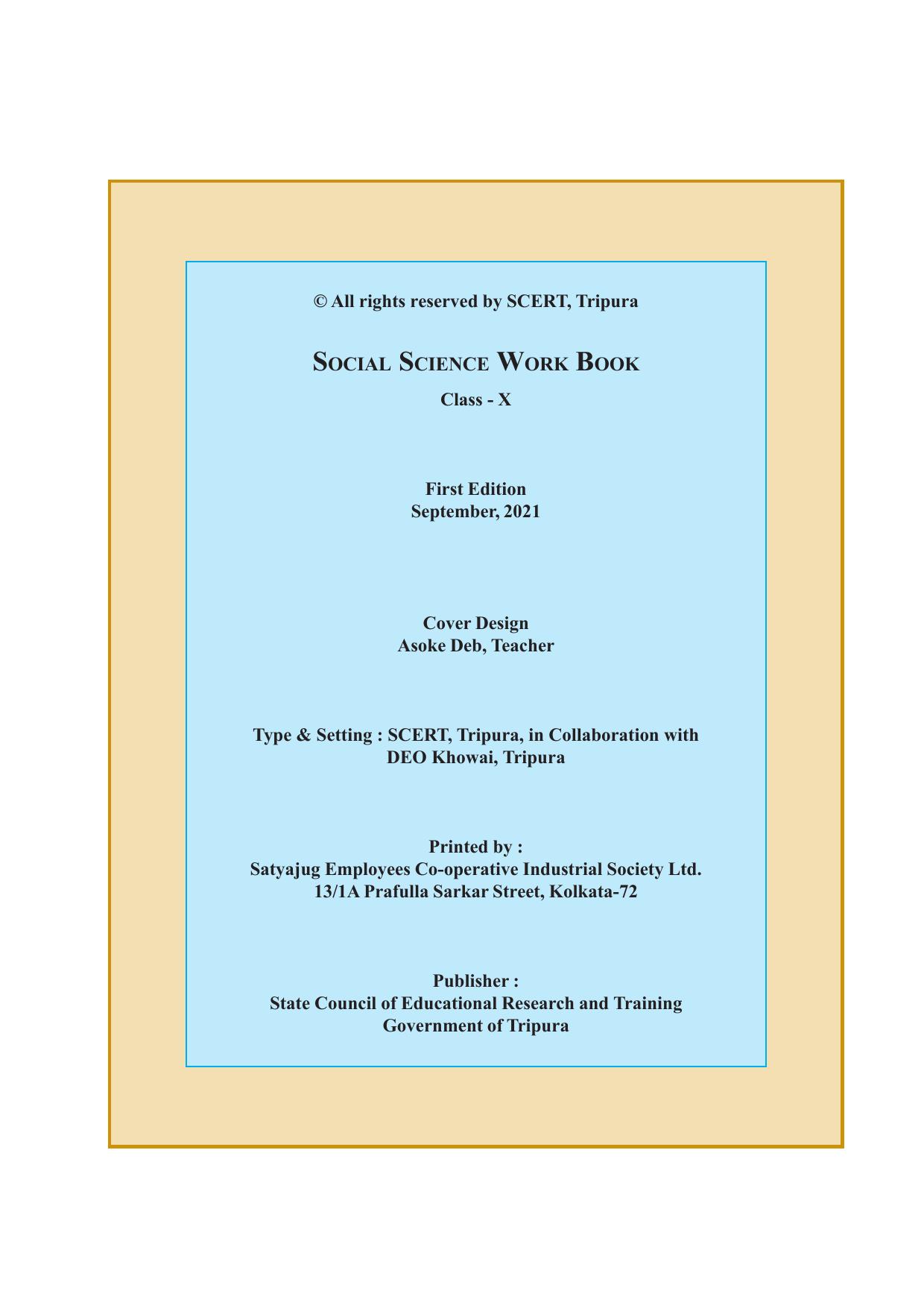 Tripura Board Class 10 Social Science English Version Workbooks - Page 2
