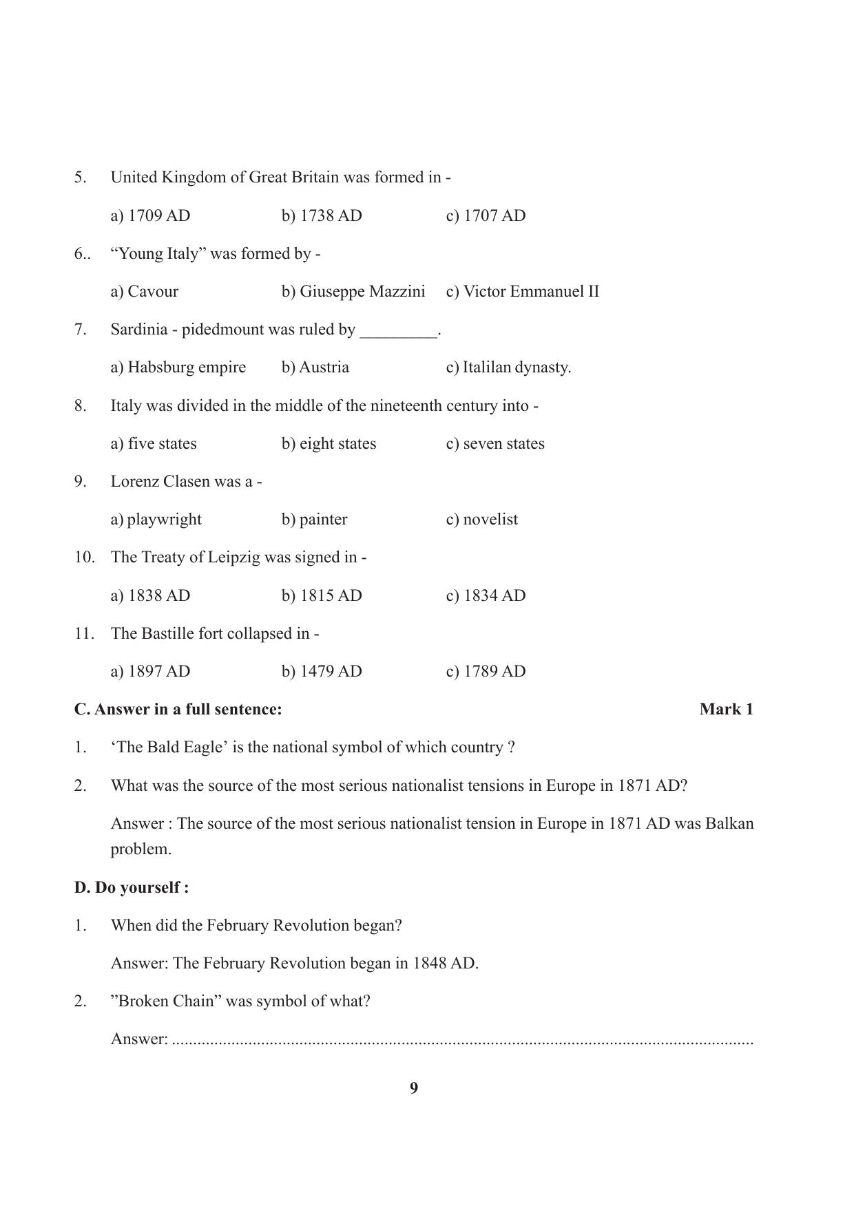 Tripura Board Class 10 Social Science English Version Workbooks - Page 9