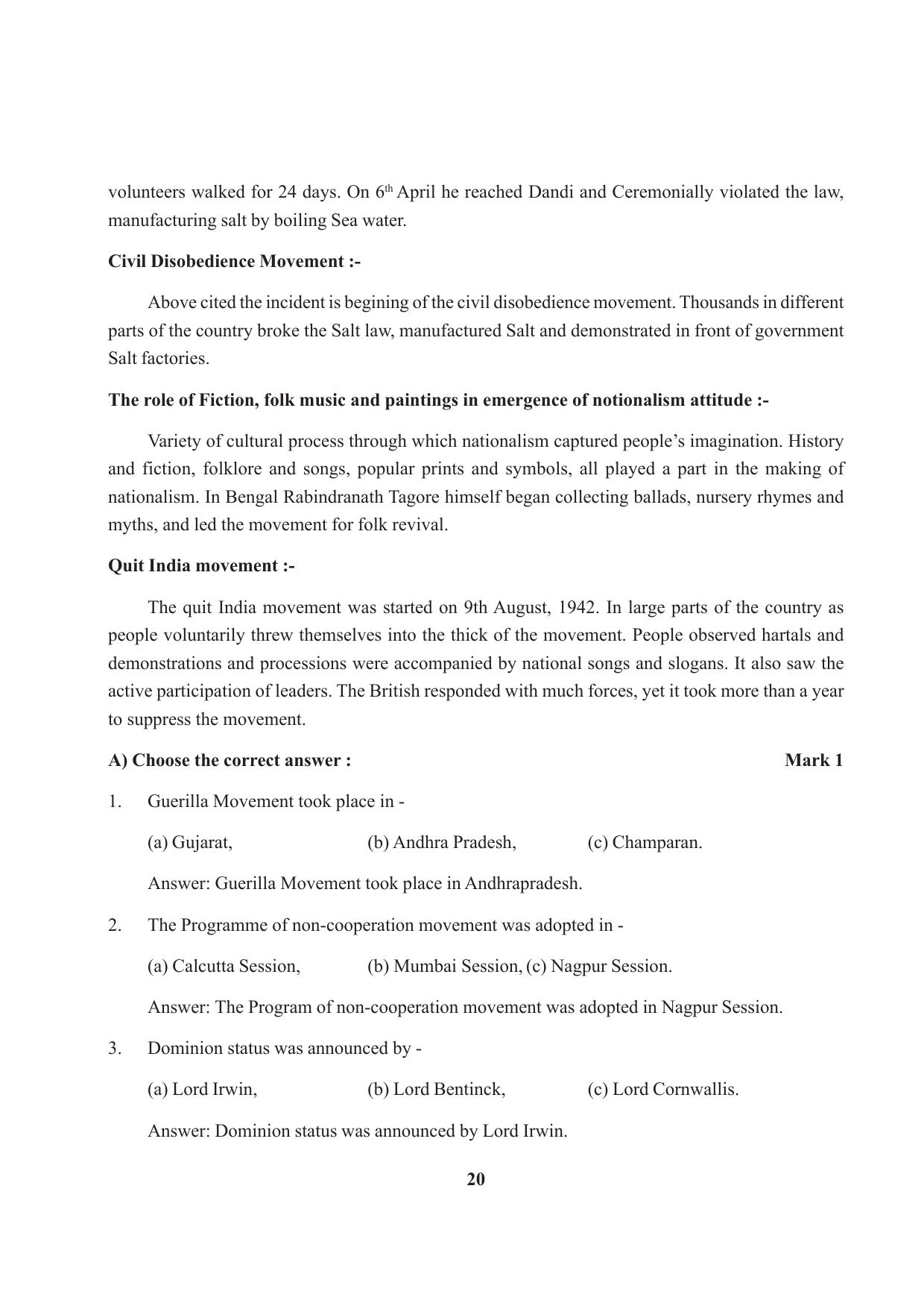 Tripura Board Class 10 Social Science English Version Workbooks - Page 20