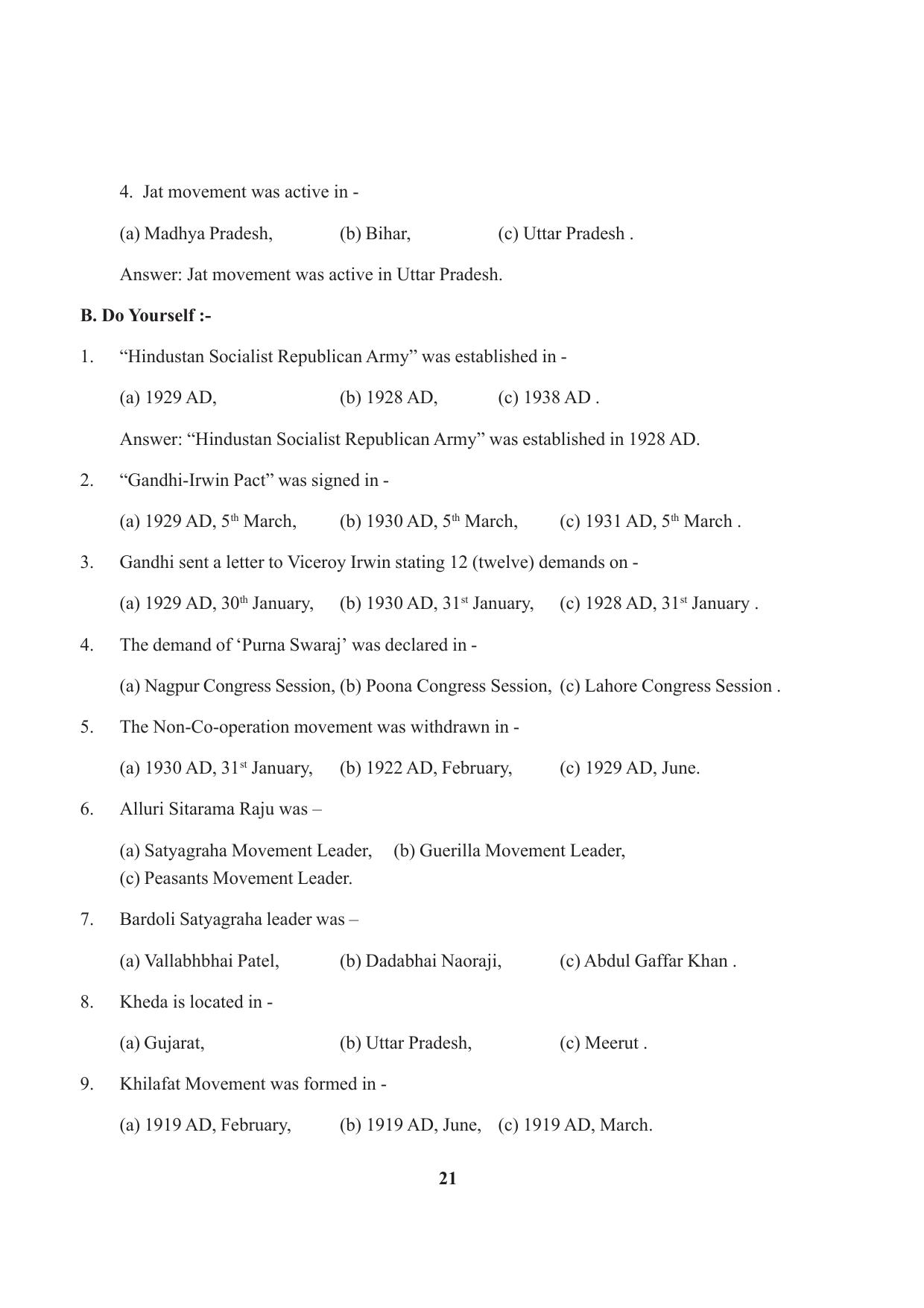 Tripura Board Class 10 Social Science English Version Workbooks - Page 21