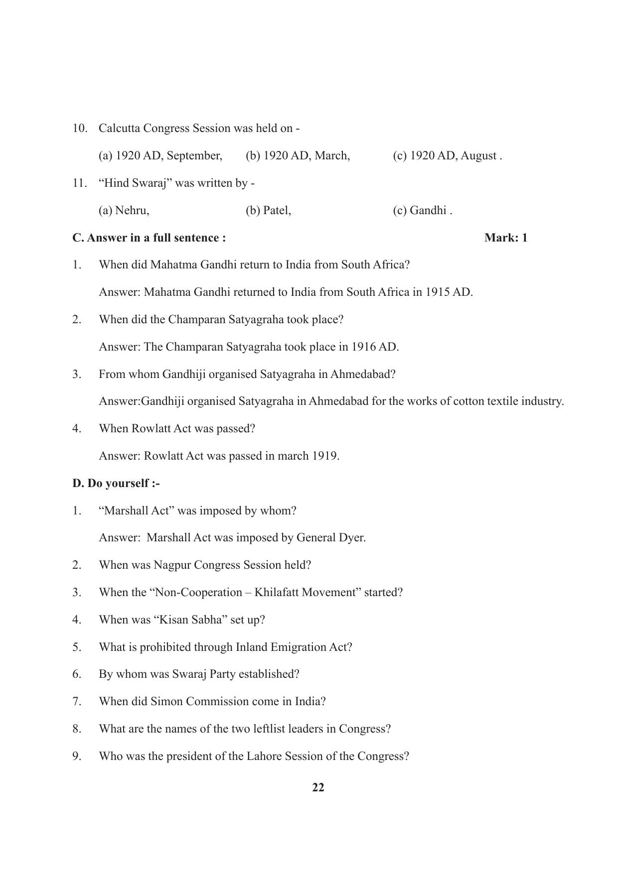 Tripura Board Class 10 Social Science English Version Workbooks - Page 22