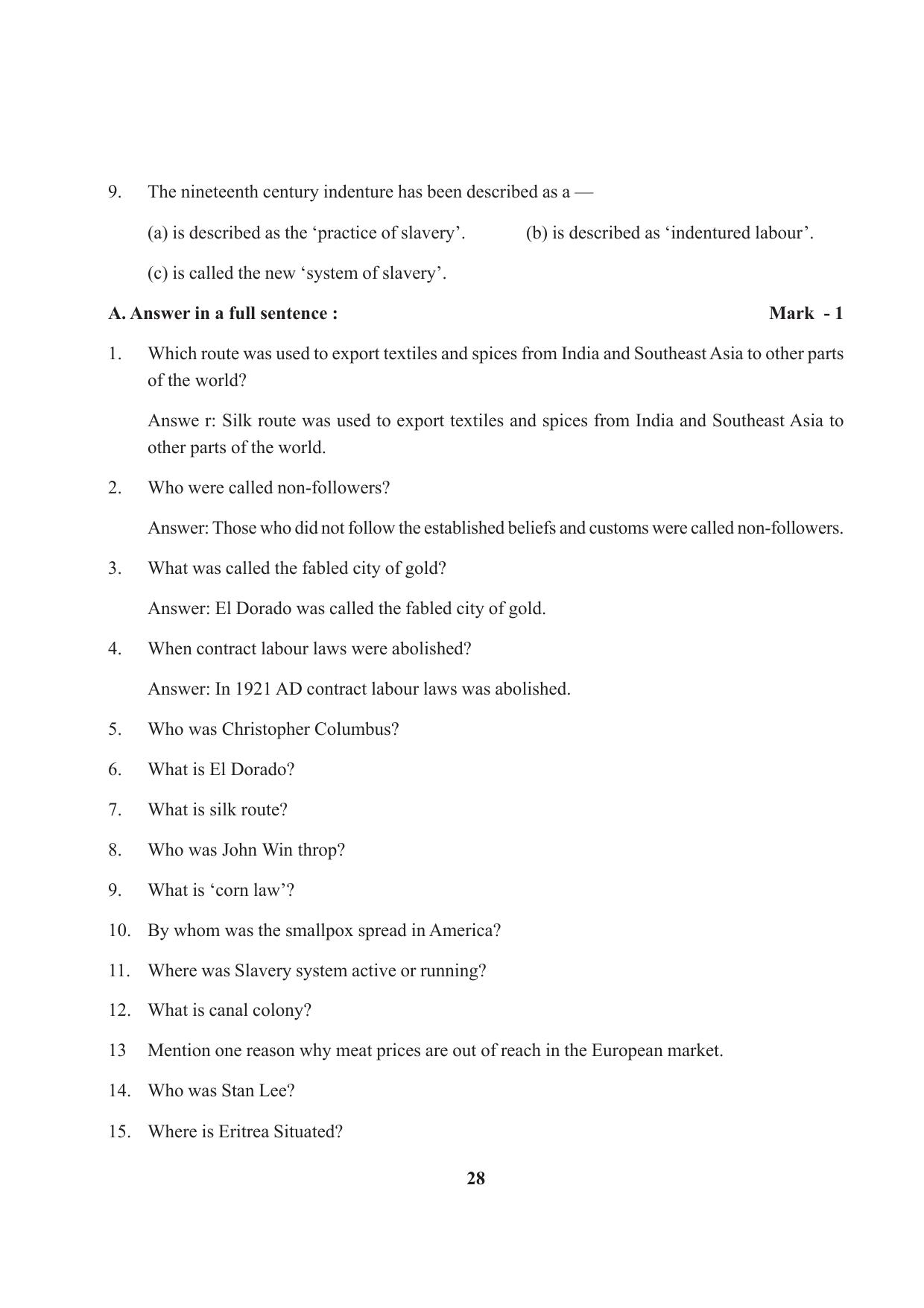 Tripura Board Class 10 Social Science English Version Workbooks - Page 28