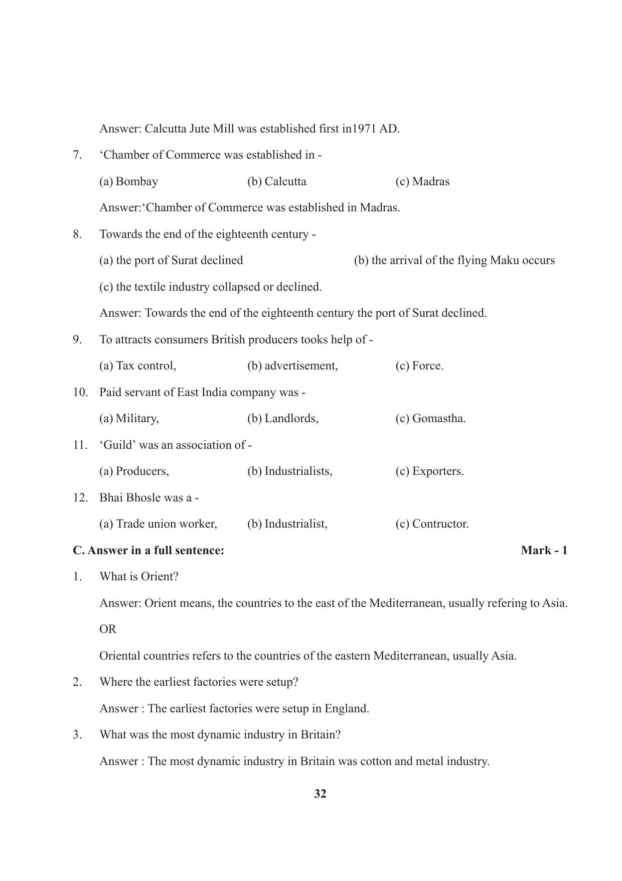 Tripura Board Class 10 Social Science English Version Workbooks - Page 32