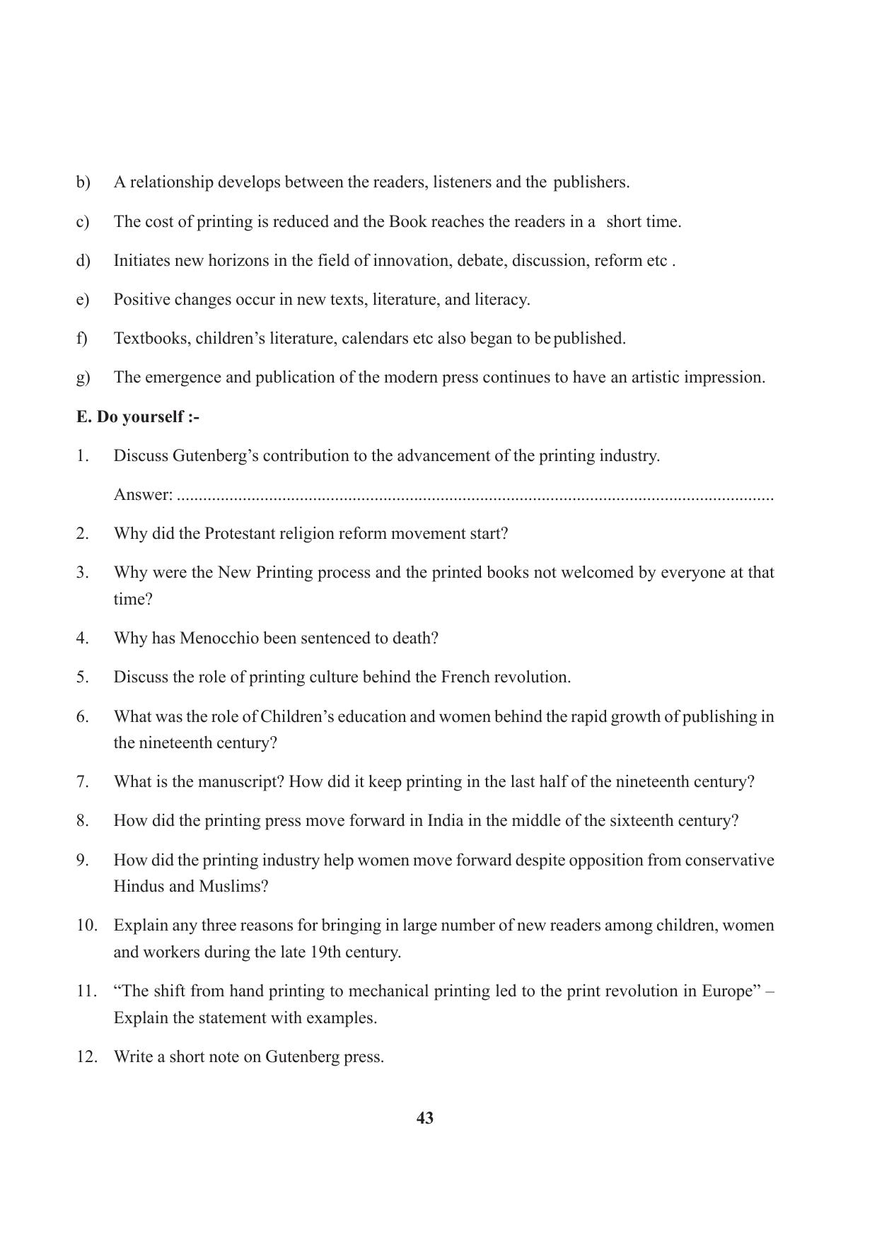Tripura Board Class 10 Social Science English Version Workbooks - Page 43