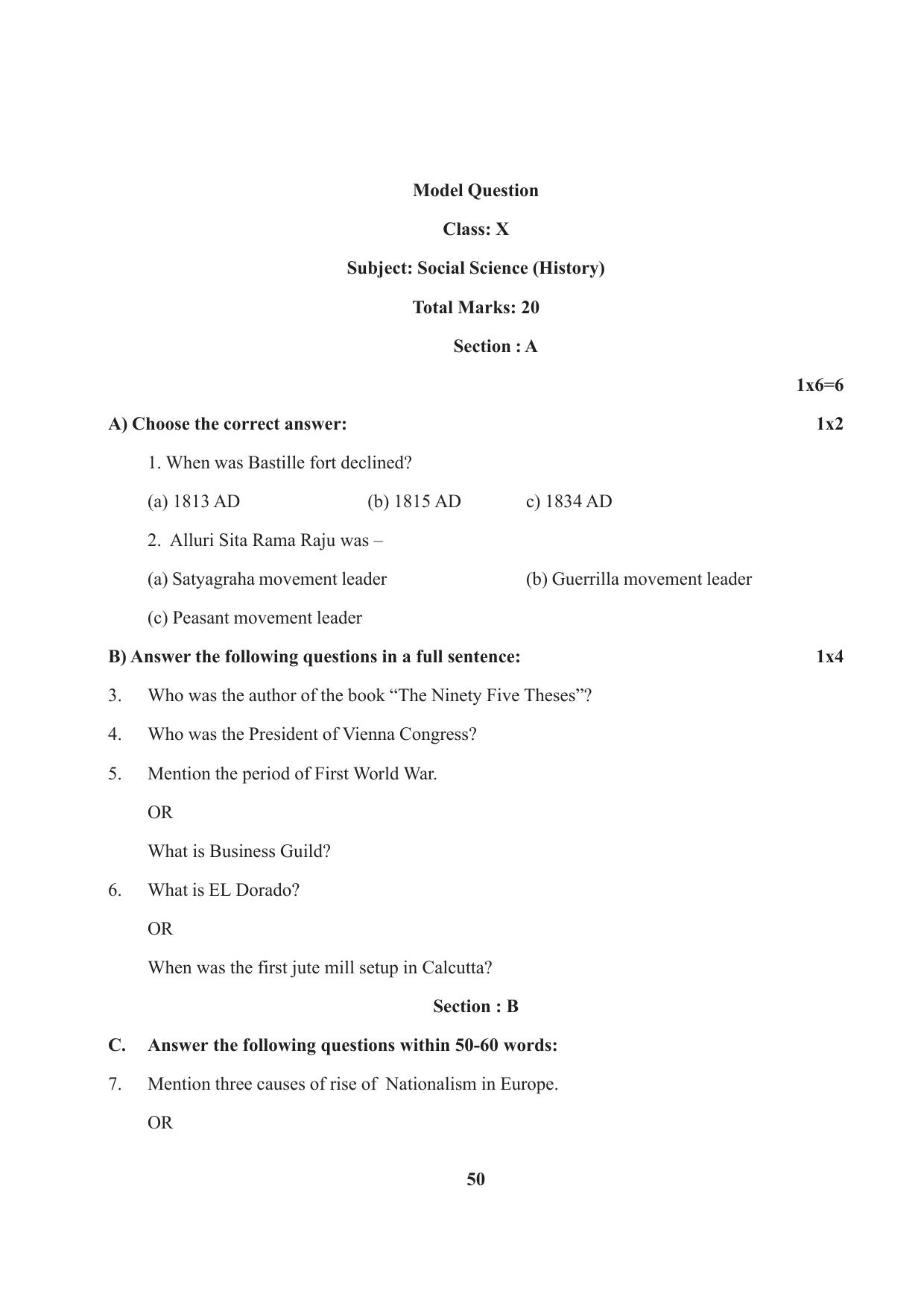 Tripura Board Class 10 Social Science English Version Workbooks - Page 50