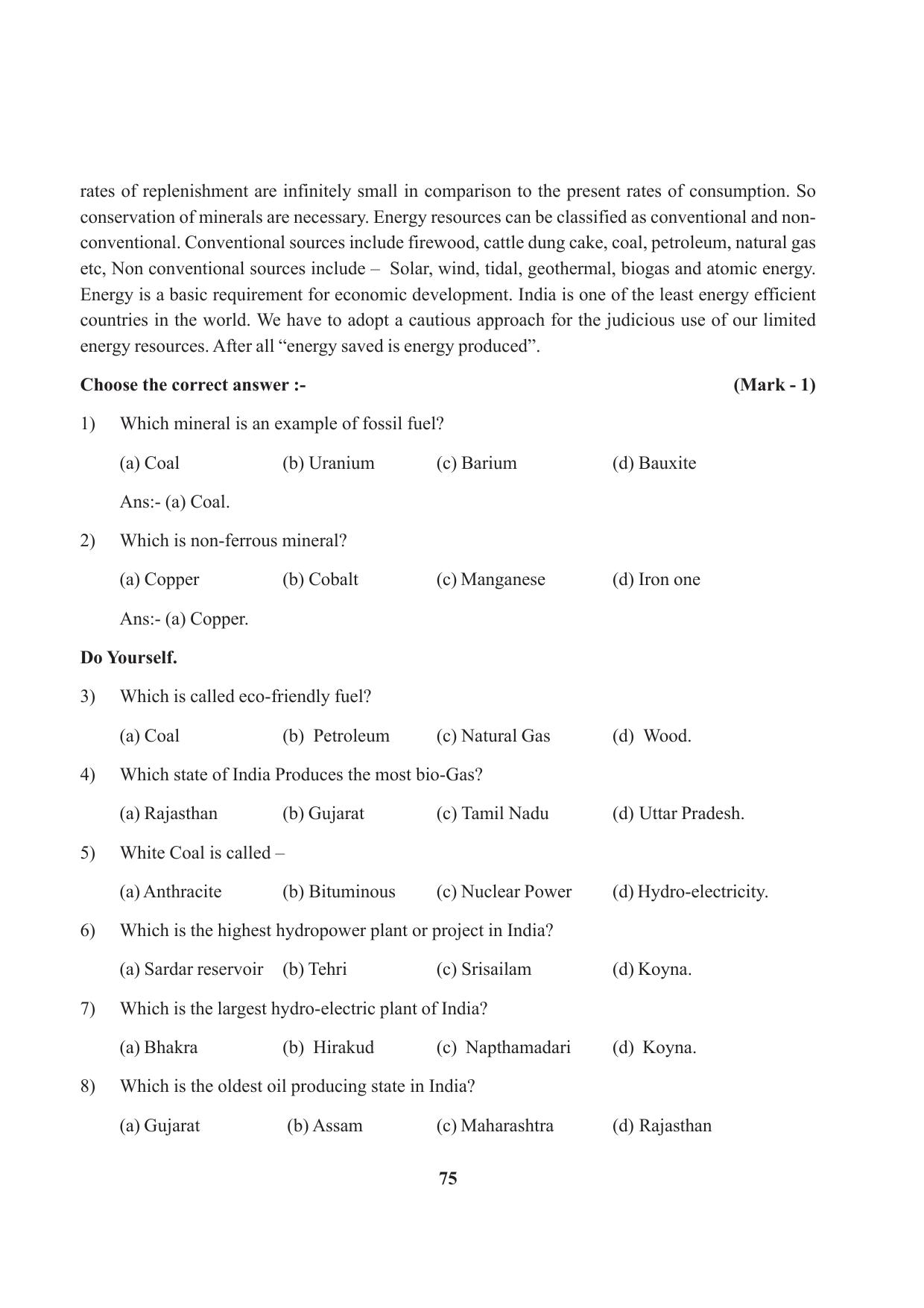 Tripura Board Class 10 Social Science English Version Workbooks - Page 75