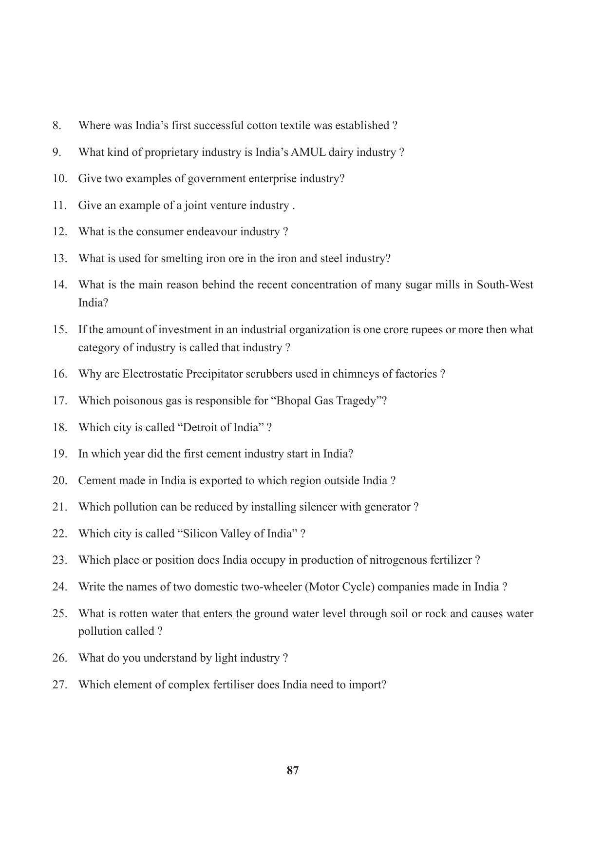 Tripura Board Class 10 Social Science English Version Workbooks - Page 87