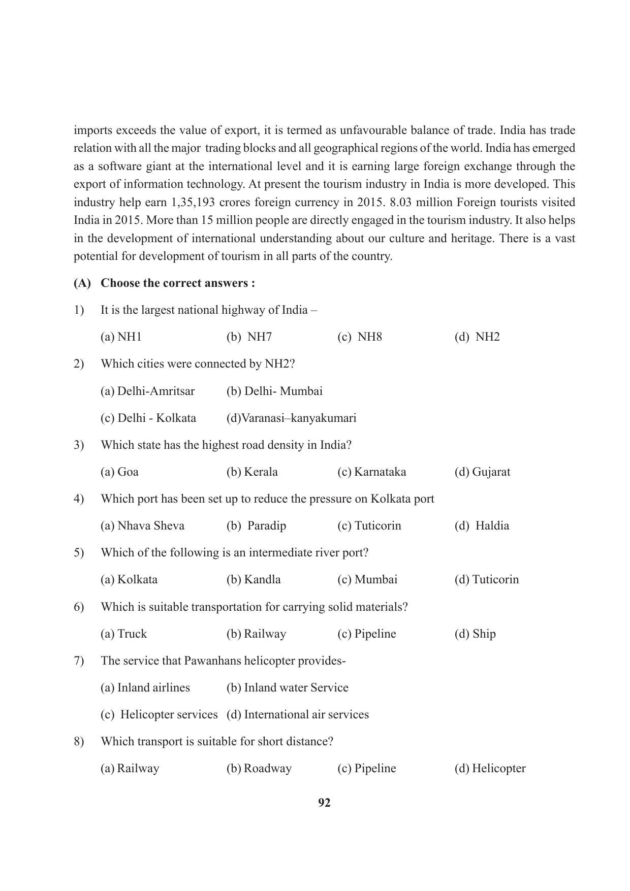 Tripura Board Class 10 Social Science English Version Workbooks - Page 92