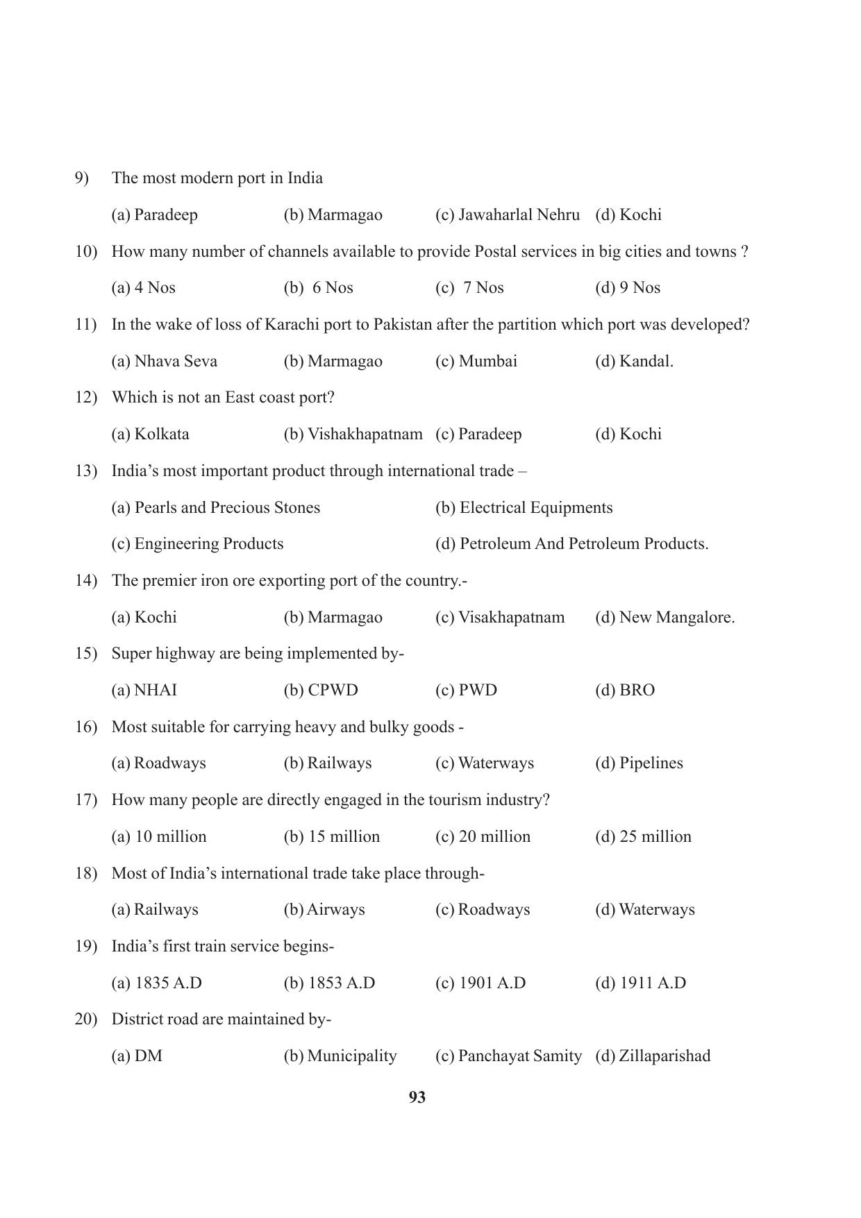 Tripura Board Class 10 Social Science English Version Workbooks - Page 93