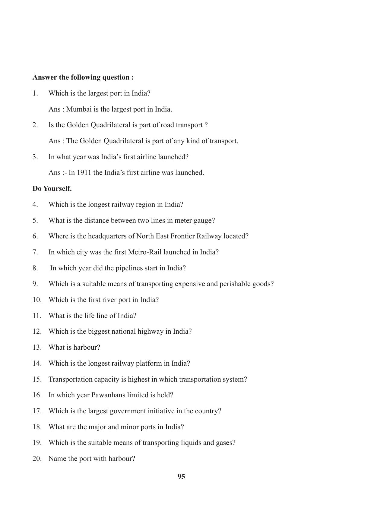 Tripura Board Class 10 Social Science English Version Workbooks - Page 95