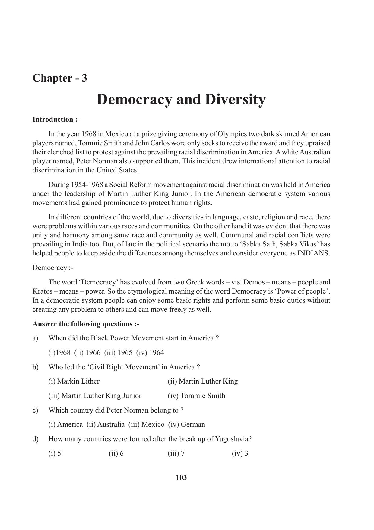 Tripura Board Class 10 Social Science English Version Workbooks - Page 103