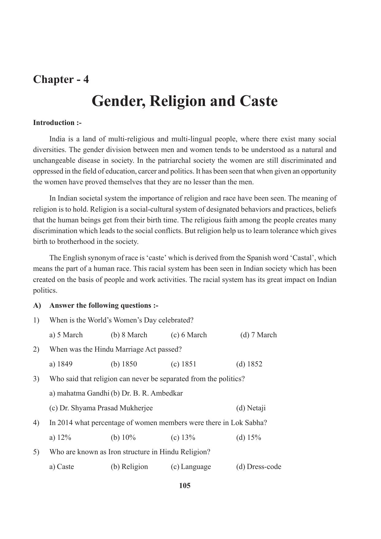 Tripura Board Class 10 Social Science English Version Workbooks - Page 105