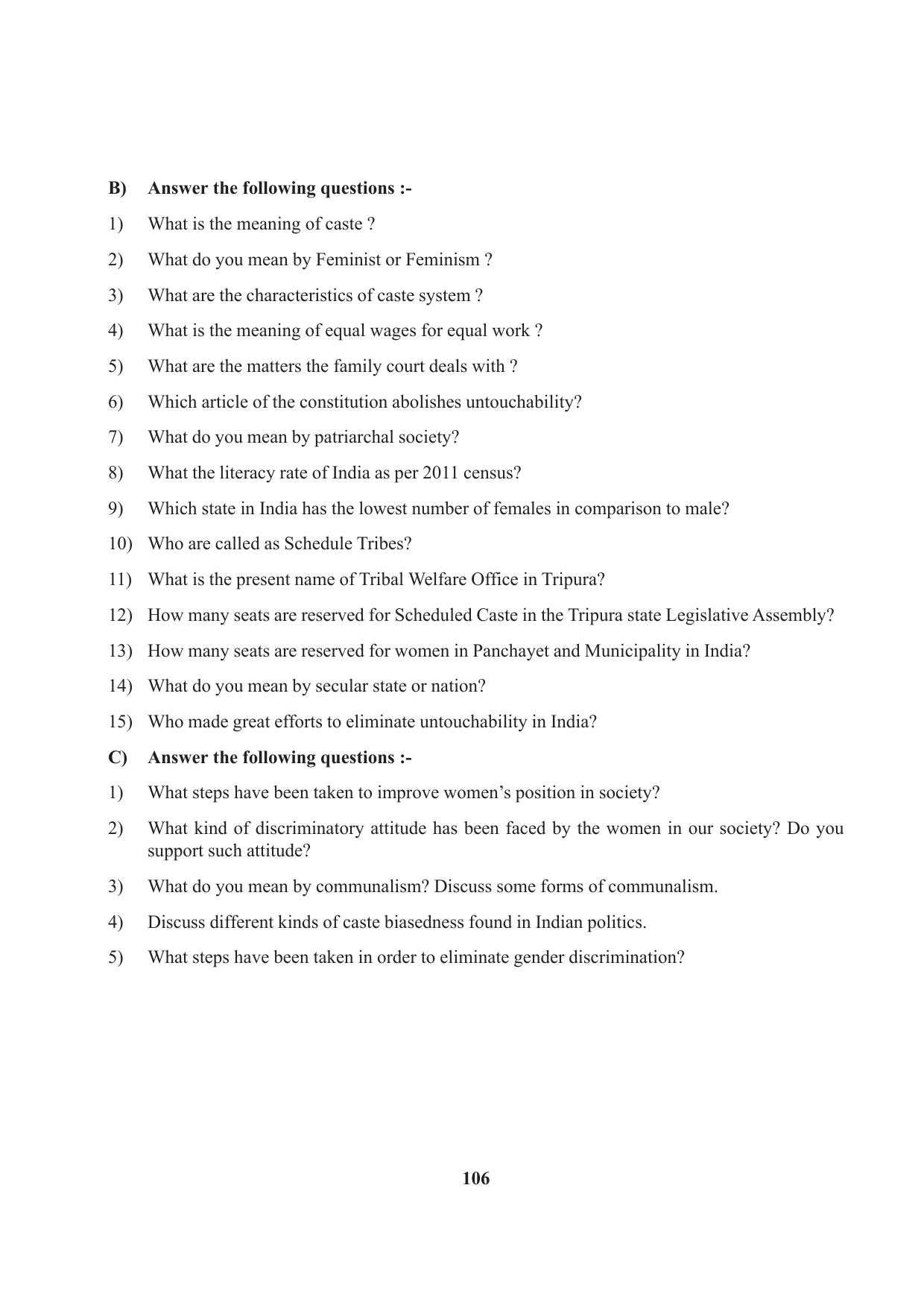 Tripura Board Class 10 Social Science English Version Workbooks - Page 106