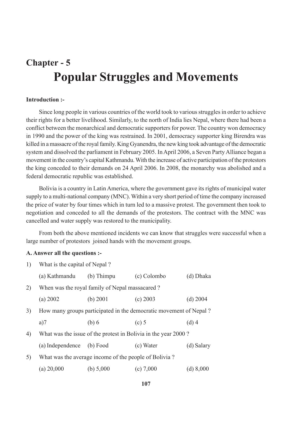 Tripura Board Class 10 Social Science English Version Workbooks - Page 107