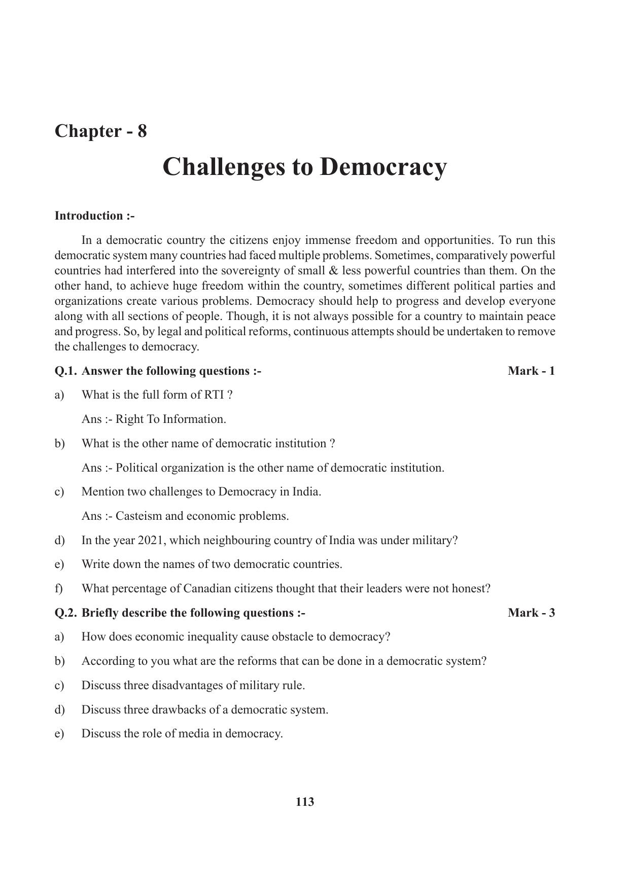 Tripura Board Class 10 Social Science English Version Workbooks - Page 113