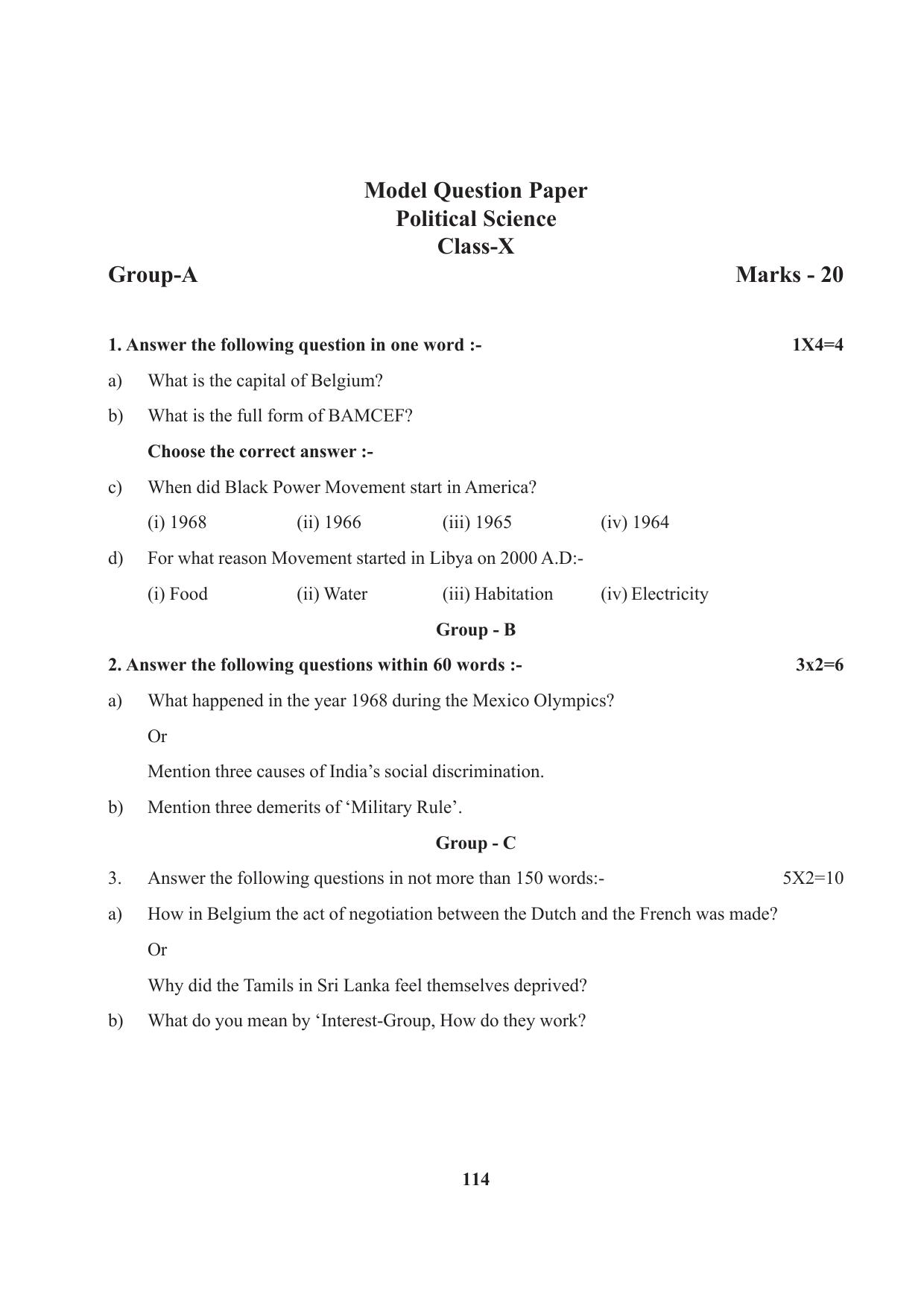 Tripura Board Class 10 Social Science English Version Workbooks - Page 114